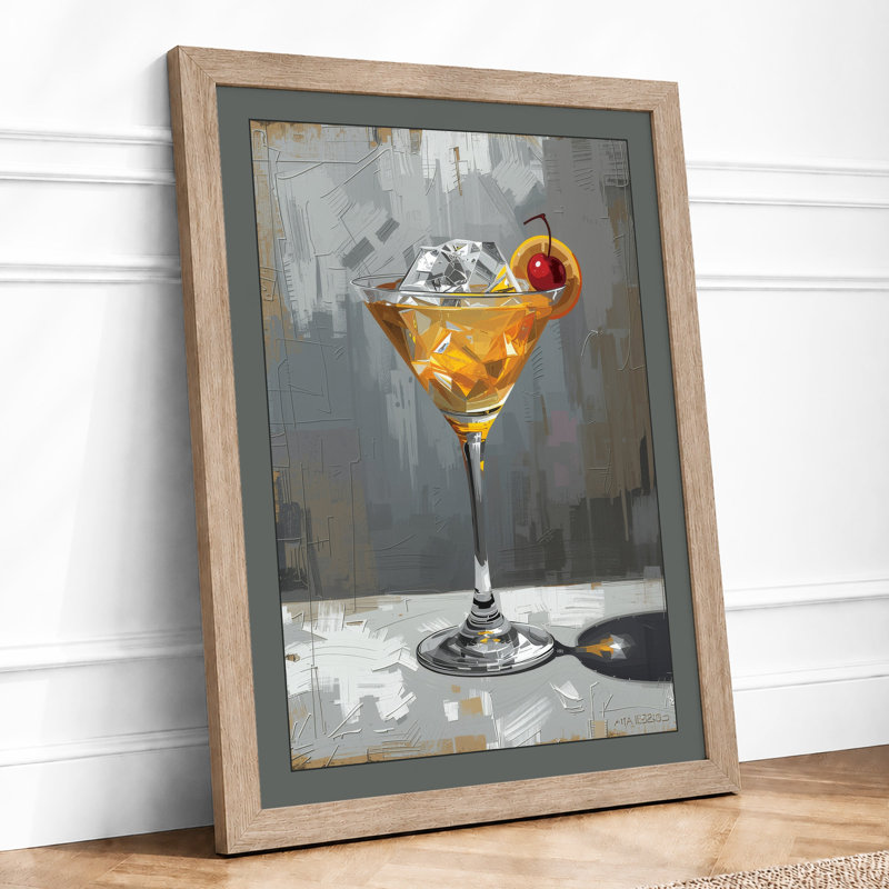 Cocktail in Grey Modern - Framed Print, A3 - 42.0 x 29.7 cm, Oak