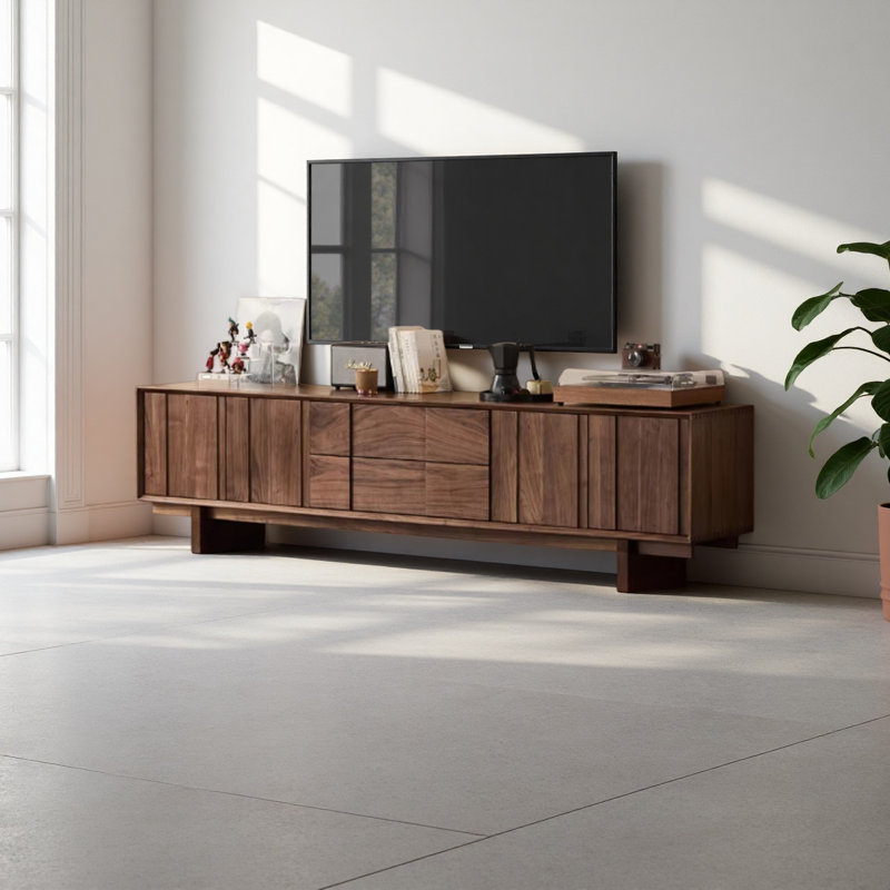 Meuble télé rétro en noyer noir, 22.44”H x 70.86”L x 15.74”W