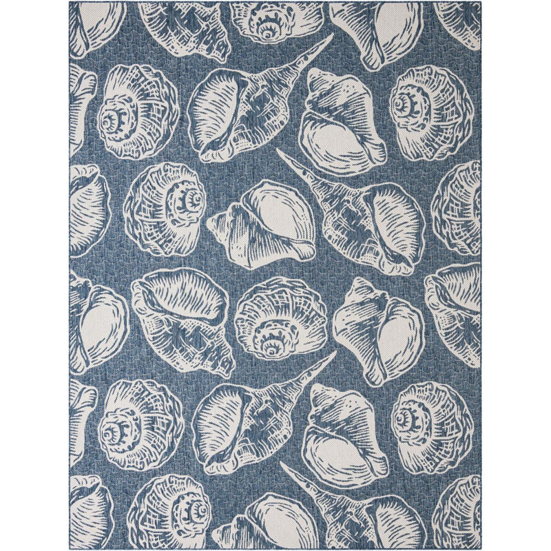 Tapis contemporain bleu marine et ivoire Avelynn, Rectangle 9 pi x 12 pi
