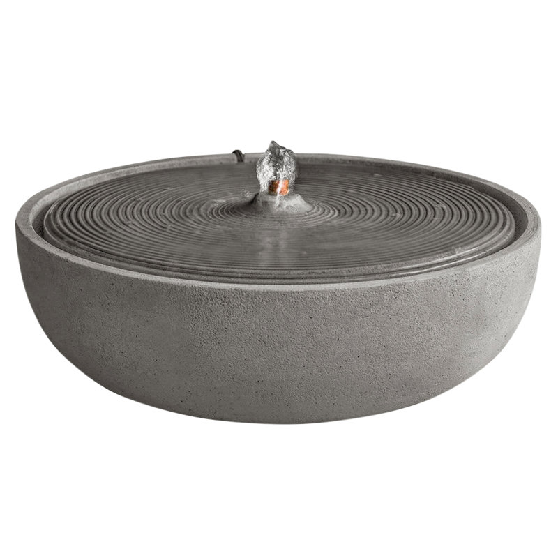 Fontaine ondulée en béton, H 5,5 po x l 14,25 po x P 14,25 po, Pierre grise