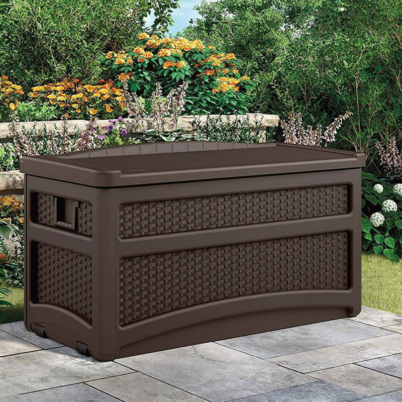 All-in Furniture 46'' W 73 Gallons Water Resistant Resin Deck Box in Brown