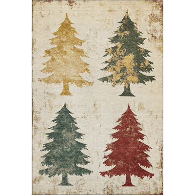 Premium Machine Washable Dockside AMF1811 Christmas Tree Shadows Rug