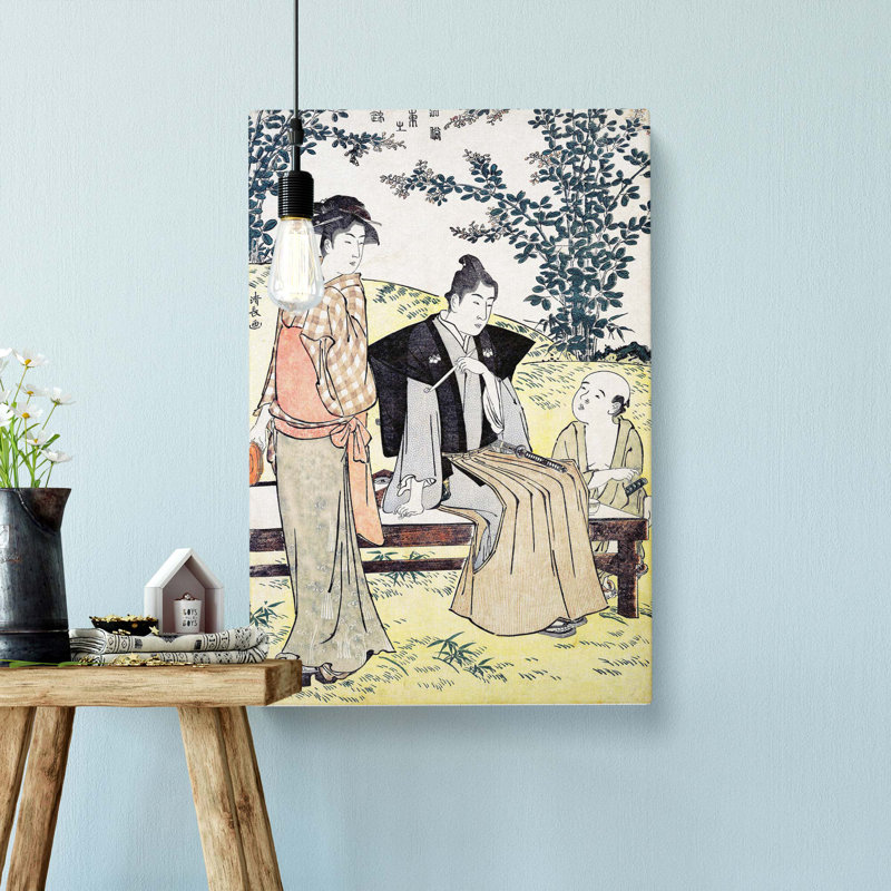 Viewing The Bush Clover by Torii Kiyonaga - Wrapped Canvas Painting, 50cm H x 35cm W x 3cm D