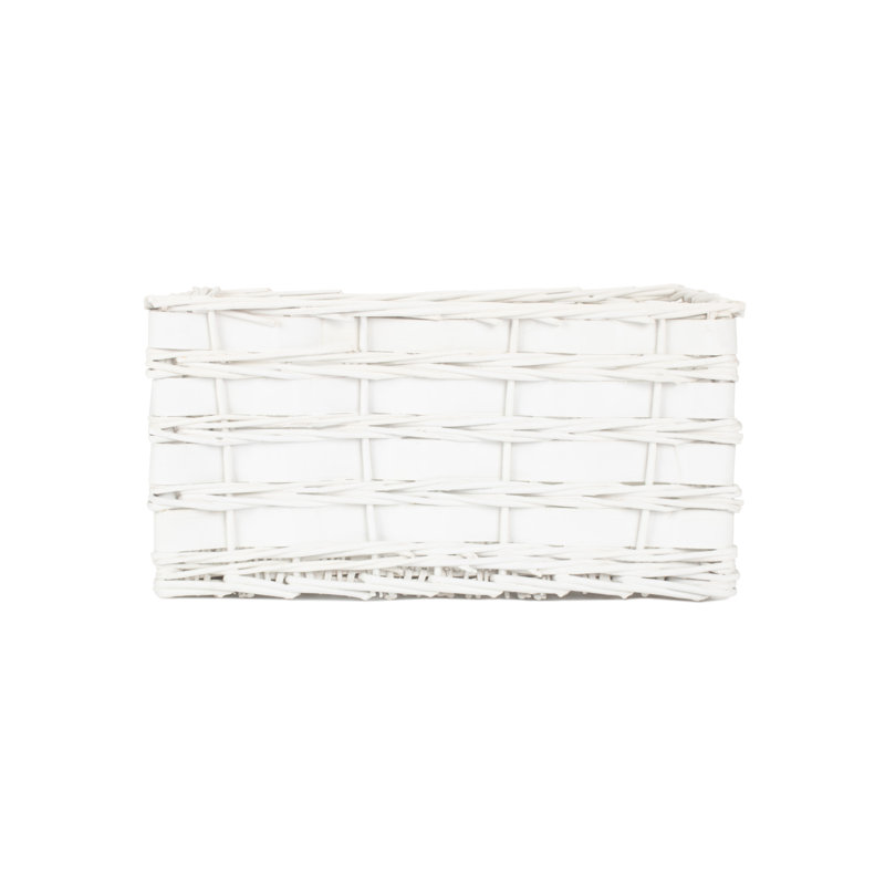 Wicker Scandi Style Storage Basket, White, 22cm H x 43cm W x 30cm D