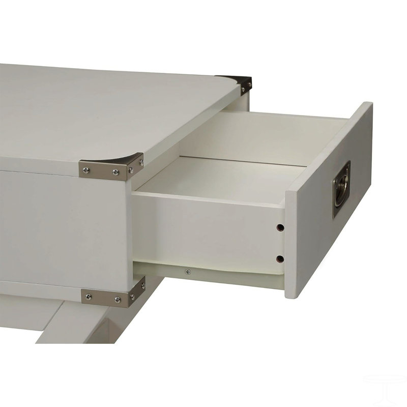 Table d'appoint avec coins en métal, Blanc