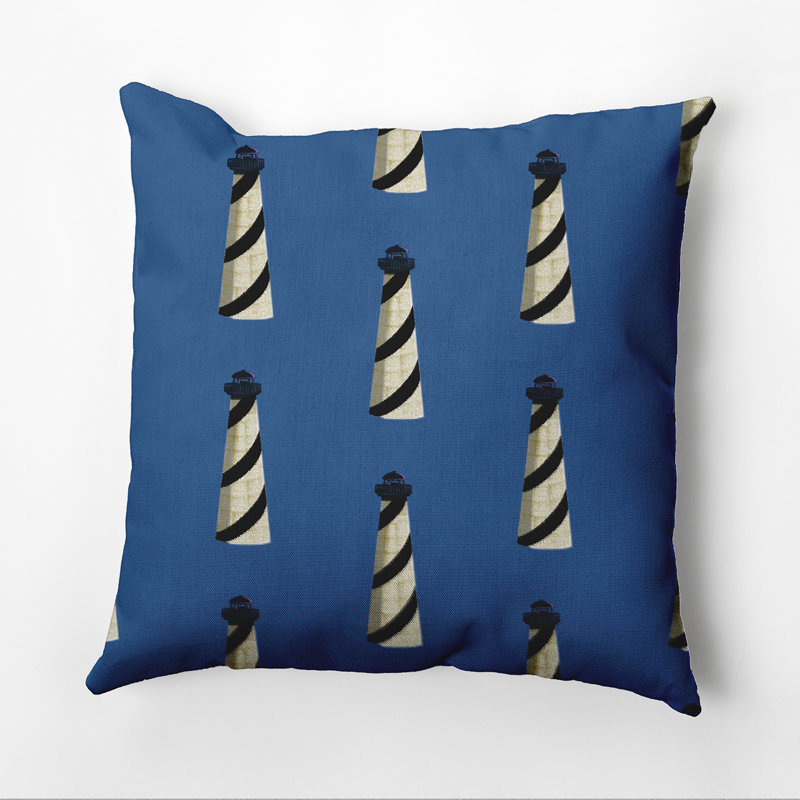Housse et insert de coussin carré d'extérieur à imprimé géométrique Nautical Nights Beacon, Bleu, 16 po x 16 po