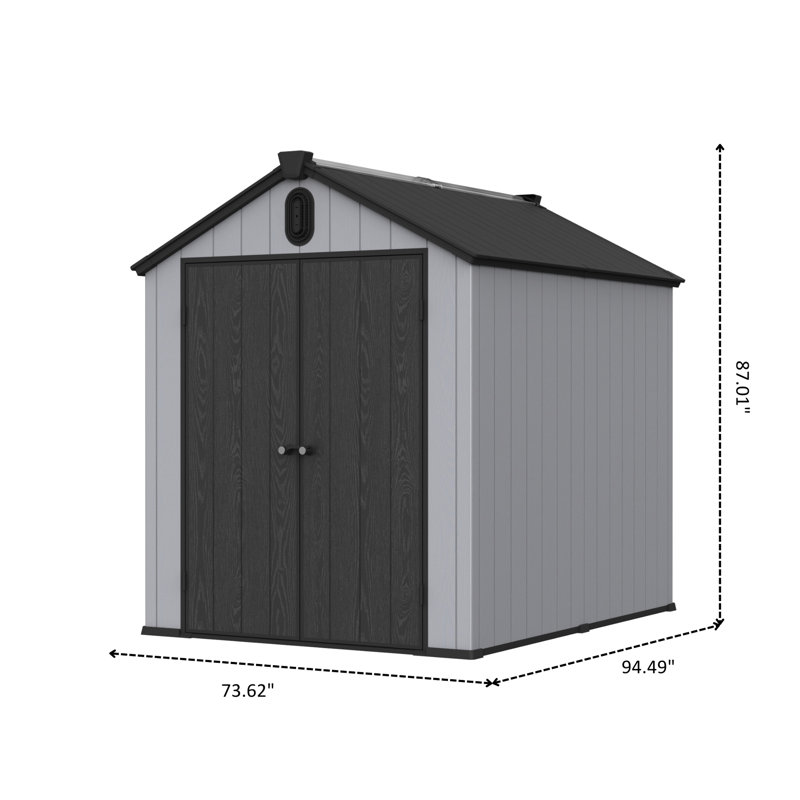 Remise de rangement pour outils 6 * 8Ft avec toit - plastique, installation extérieure