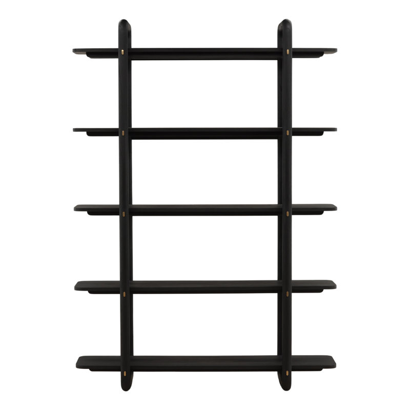 77.4" H x 55.12" W Orwell Mindi Wood Veneer Storage Bookcase in Black