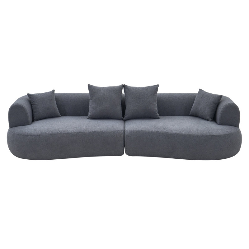 Canapé modulaire courbé 122 "avec 4 coussins 122", Gris