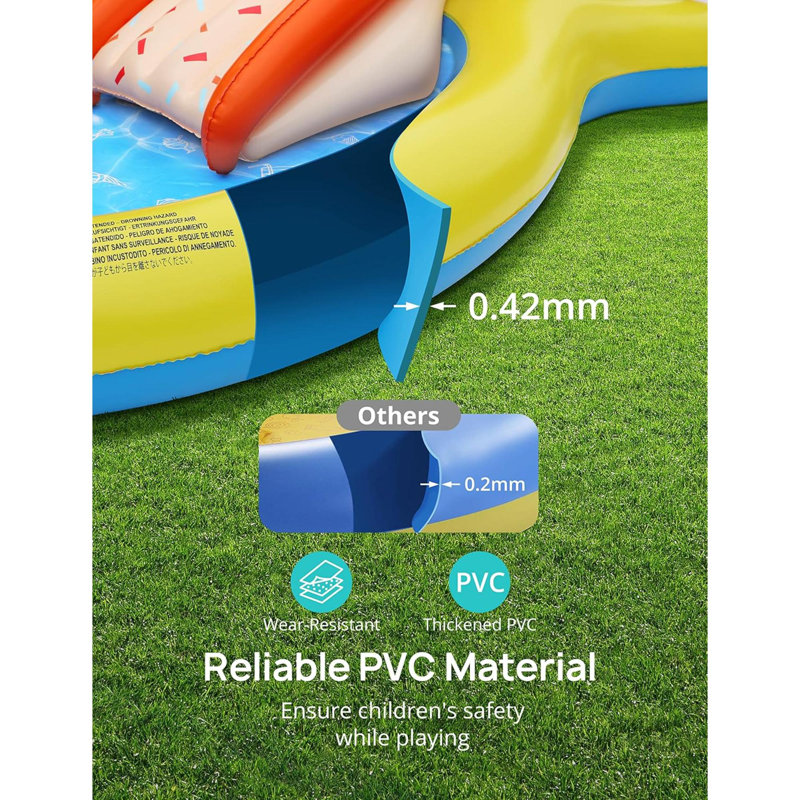 Piscine gonflable pour enfants, centre de jeu avec glissade amovible pour enfants, arroseur, fosse à balles pour une utilisation intérieure, installation facile pour le jardin, la cour arrière
