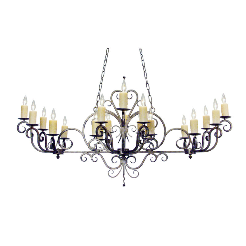 Lustre oblong de 60 po de long à 20 lumières Acacius