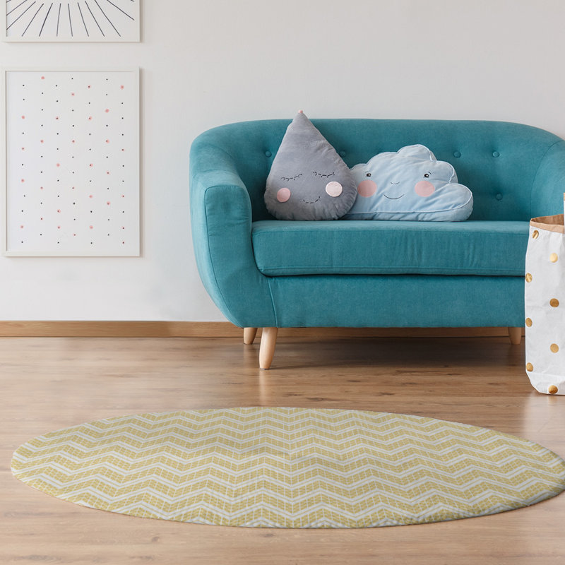 Tapis vert citron à main inverse, Rectangle 3 pi x 5 pi