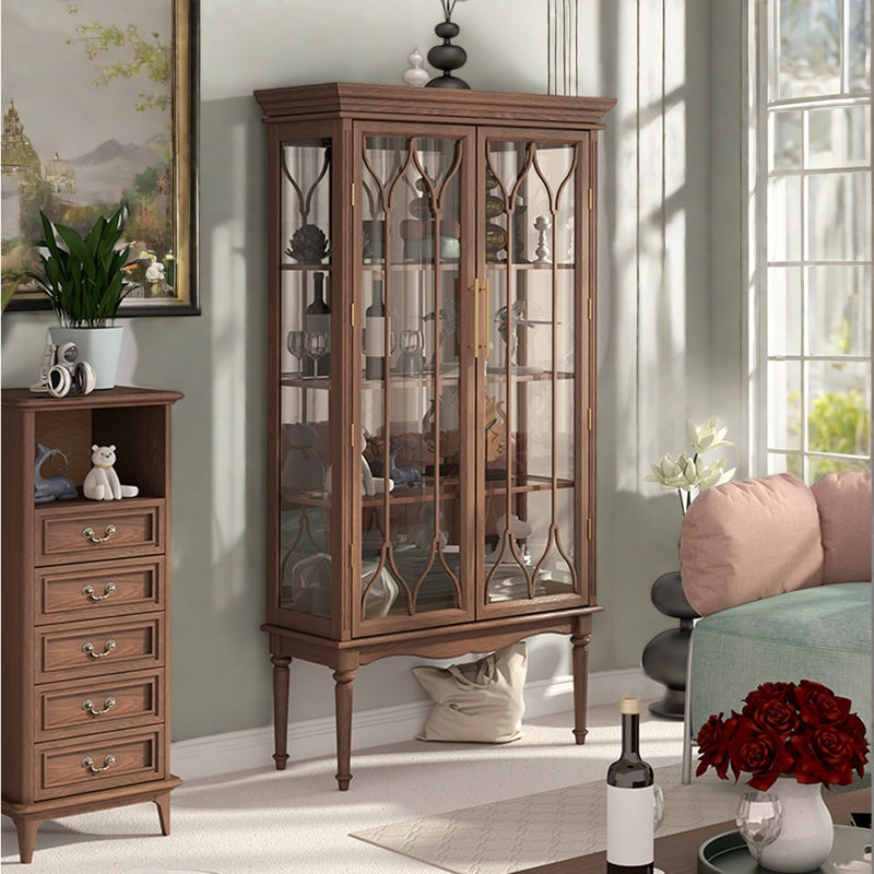 Bibliothèque en verre European Light Luxury, Marron foncé