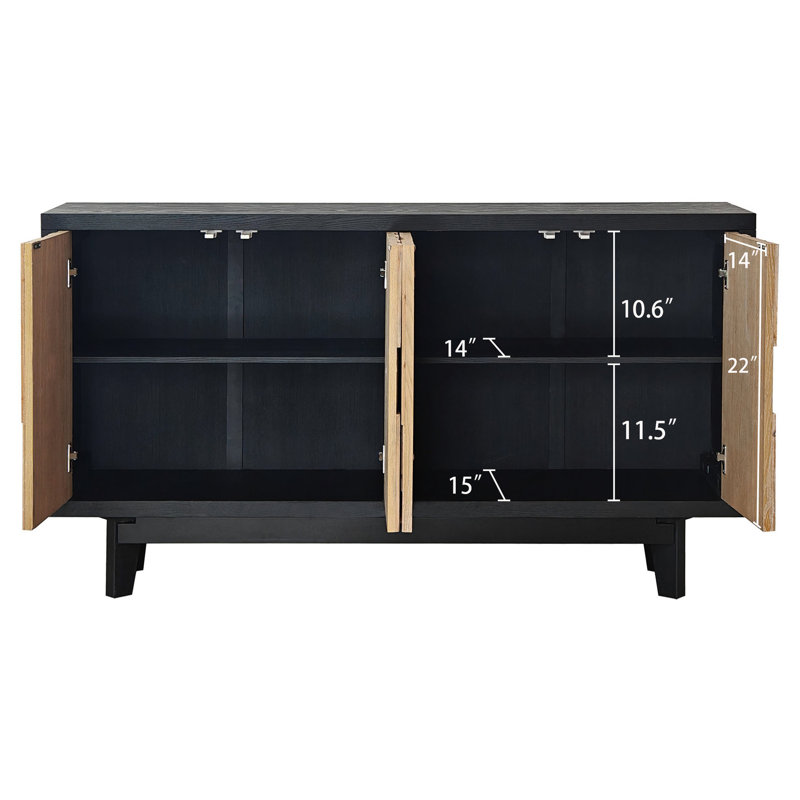 Armoire en bois texturée géométrique à 4 portes - Armoire en bois moderne et pratique avec beaucoup d'espace