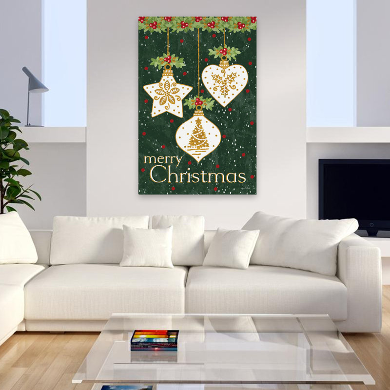 Merry Christmas Ornaments - Décorations de Noël contemporaines Holly Festive Design Art, H 32 po x l 48 po