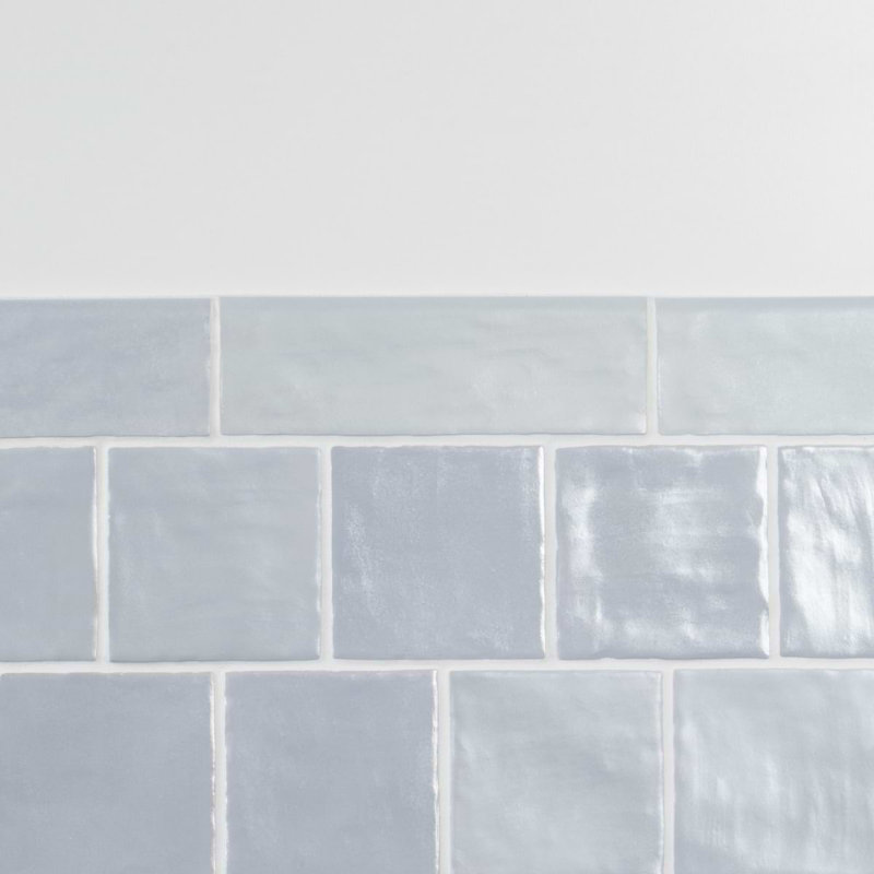 Montauk 2x8 Glazed Ceramic Bullnose Tile Trim, Sky Blue