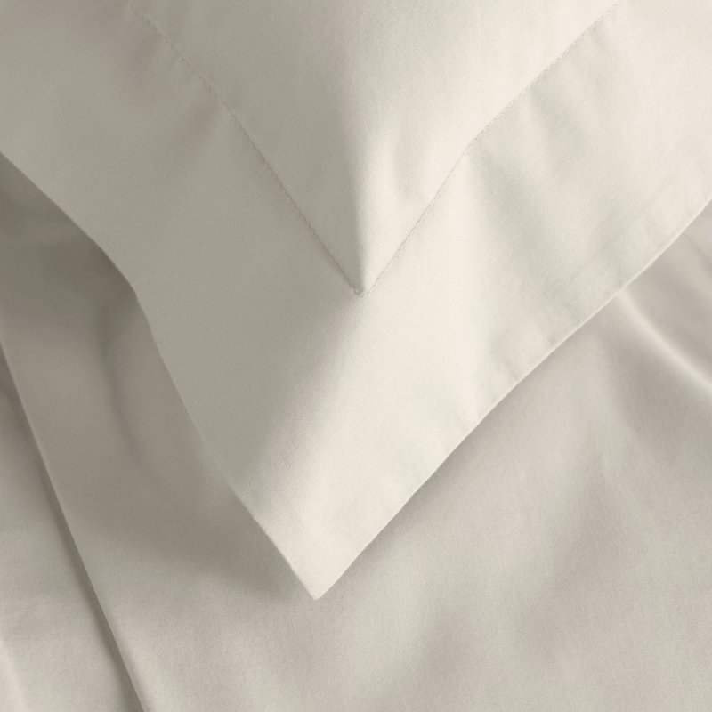Ensemble de draps en coton biologique, Ensemble de draps pour lit simple avec 1 taie d'or, Ivoire