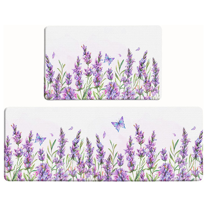 Floral Water Resistant Non-Skid Kitchen Mat