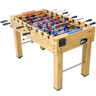 Table de soccer de 54 pouces Hurricane pour salles de jeux familiales avec finition cerisier clair, pointage analogique et accessoires gratuits