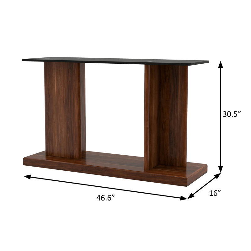 Table de canapé contemporaine l 47,6 po, noyer foncé, Brun