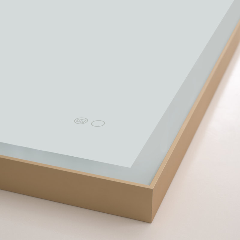 Edlun Bathroom Framed LED Mirror Anti-Fog With Dimmable Light Touch Sensor And Memory Function, 32" x 24", Gold