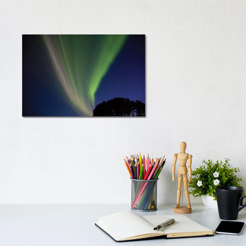 Northern Lights At Seljalandsfoss, Iceland by Kristin Piljay - Wrapped Canvas Print, 20.32 cm H x 30.48 cm W