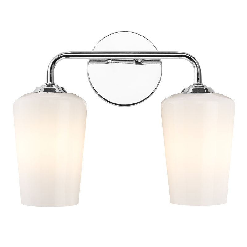 Celino Two-Light Bath & Vanity with Glass, Polished Chrome, White