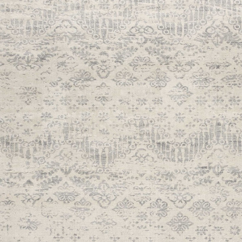 2’ X 6’ Ivory Distressed Ikat Pattern Area Rug