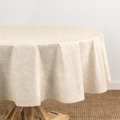 Floral Scroll Damask Pattern Vinyl Indoor/Outdoor Tablecloth