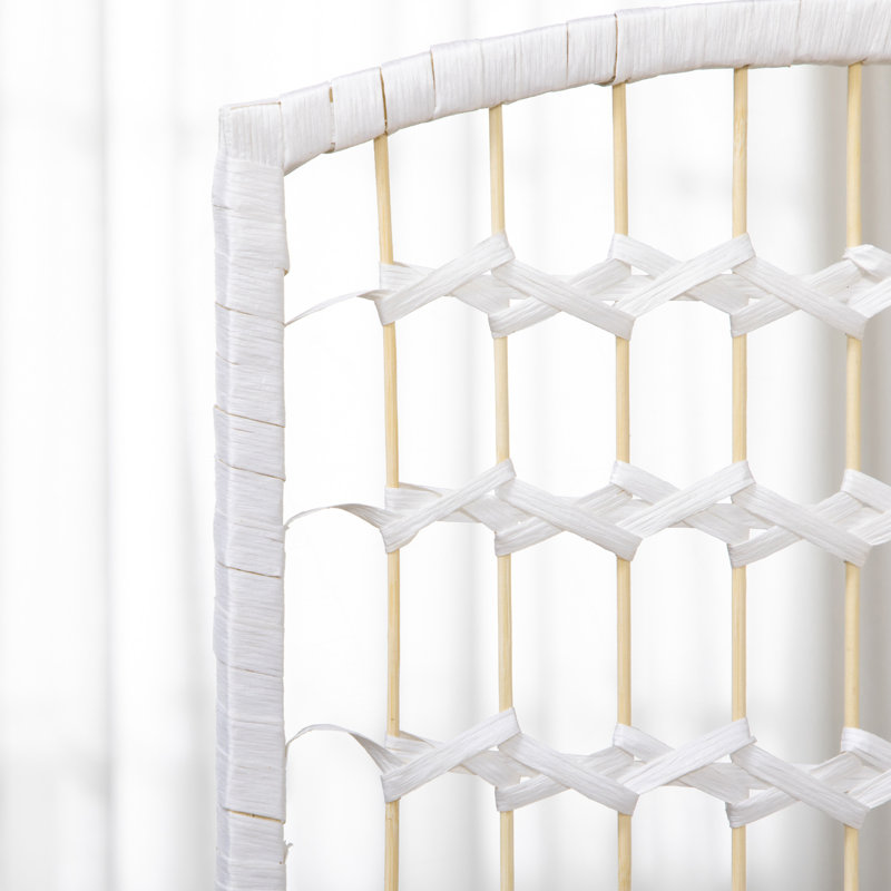 Paravent 4 panneaux, écran d'intimité pliable, séparateur de pièce 5,6 pi, cloison de séparation autoportante en fibre Wave pour pièces, maison, bureau, blanc