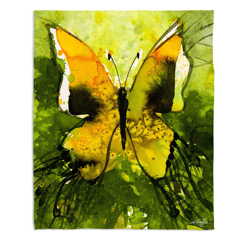 Couverture sherpae douce 35 de papillon aquarelle, l 51 po x L 60 po