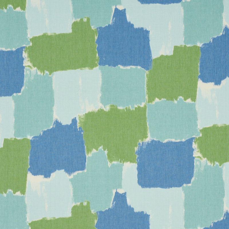 Colorblock Ikat Fabric, Aqua