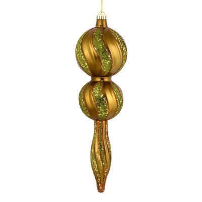 Faîteau à paillettes de 16,5 po. Créez un bel arrangement pour les Fêtes avec ce grand faîteau à paillettes décoratives. Fabriqué en plastique incassable. L'ornement est muni d'un capuchon percé fixé à l'aide d'un fil floral.