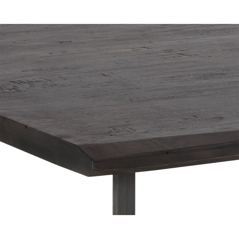 48'' Square Walnut Brown Acacia Wood and Metal Outdoor Coffee Table
