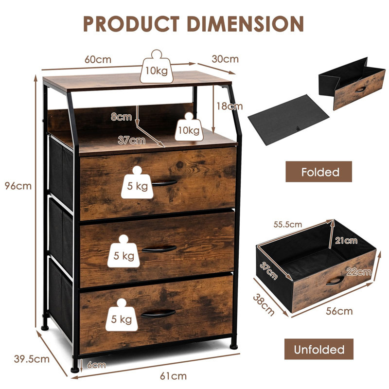 61cm W Bedside Table