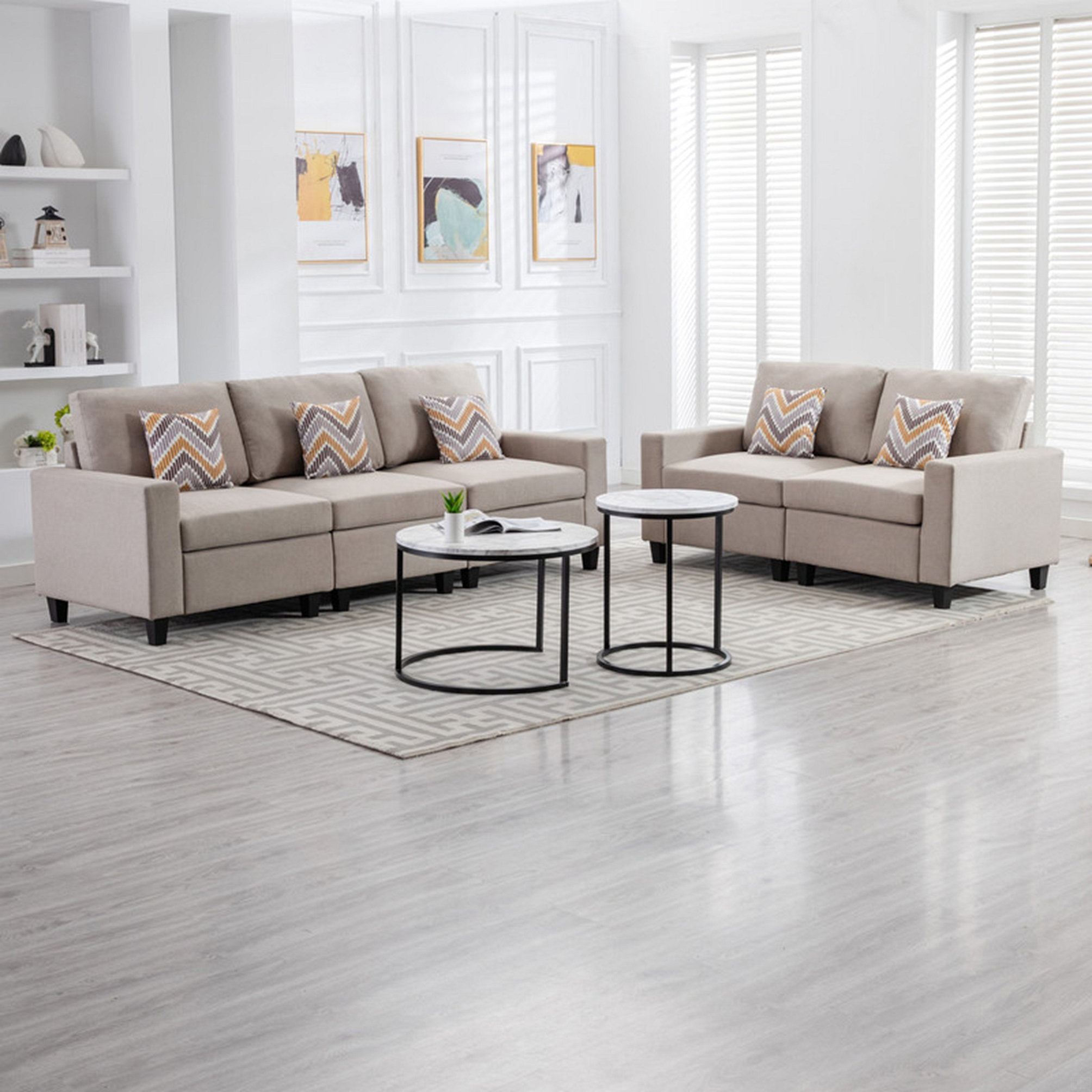 Latitude Run® 95.5" Linen Fabric Sofa And Loveseat Living Room Set ...