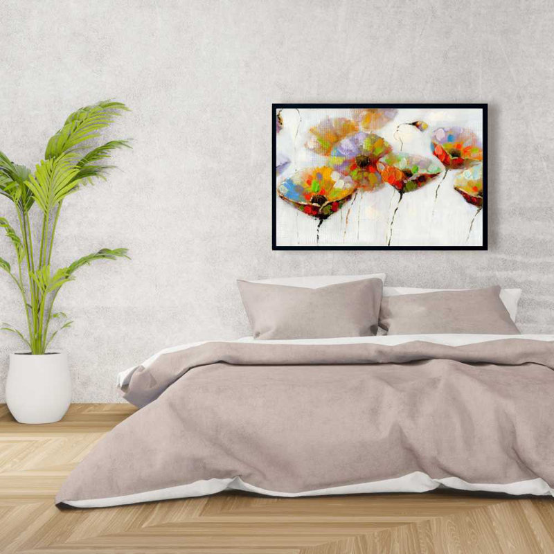 Fleurs en pointillé - Toile encadrée pour le décor du salon
