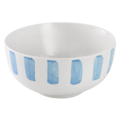  Pacific Waves 2 Piece Fine Ceramic Cereal Bowl Set in Blue