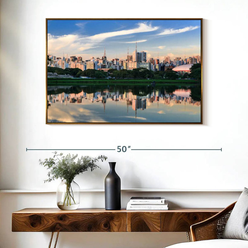 Horizon du parc d'Ibirapuera, Cadre flottant doré, 40 po x 27 po