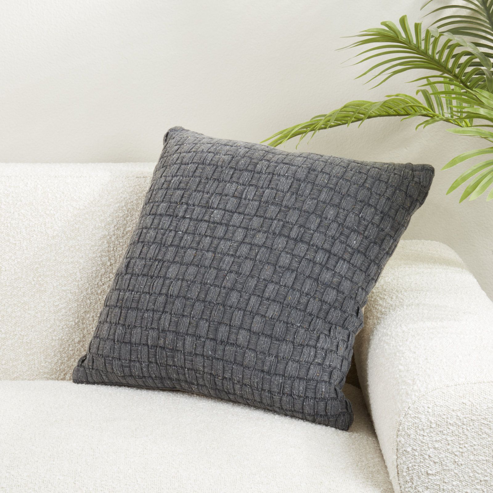 Textured Waffle Weave Pillow Cover, Gray, No Insert
