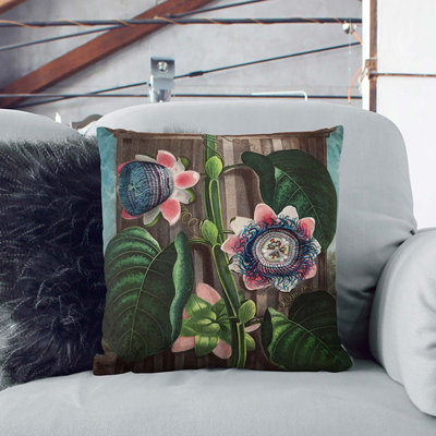 Passion Flower by R.J. Thornton Cushion with Filling