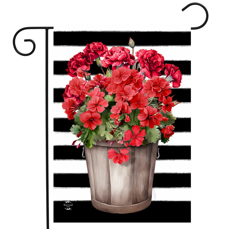 Drapeau de jardin rayé géraniums