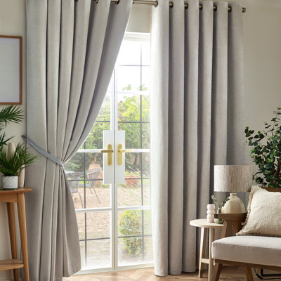 Eilfried Chenille Blackout Eyelet Curtains Thermal Triple Weave Pair