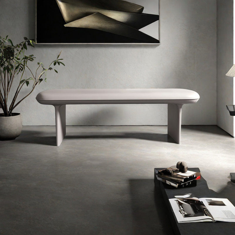 Banc rembourré en cuir Tamisha, H 16,14 po x l 59,05 po x P 18,11 po