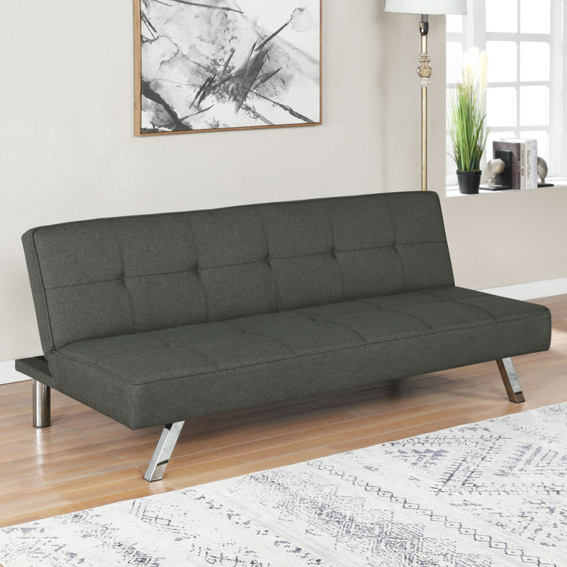 Joel Grey Upholstered Tufted Convertible Sofa Bed, Gray
