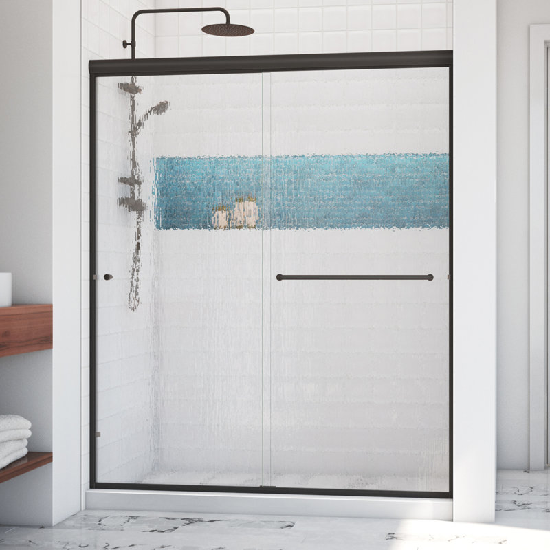 Porte de douche sans cadre Leser l 56 "x H 67,38", Left Opening, Bronze huilé anodisé