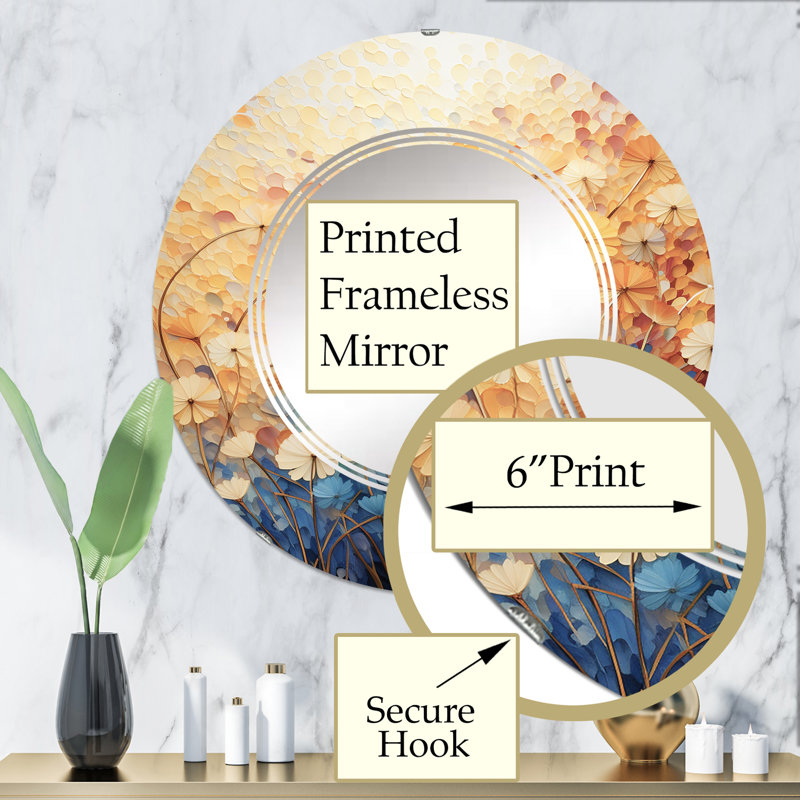Denzerville - Miroir mural rond moderne, 32 po x 32 po