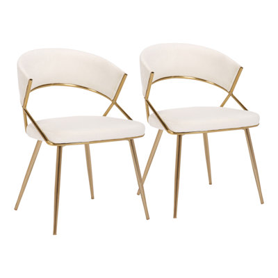 Jie Glam Dining Chair In Gold Steel And Cream Velvet By Lumisource - Set Of 2