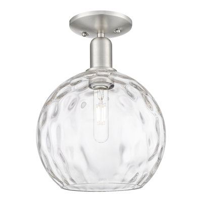 Arcadia - Champlon - Plafonnier semi-encastré 10 po à 1 lumière - Finition nickel satiné brossé - Abat-jour en verre transparent