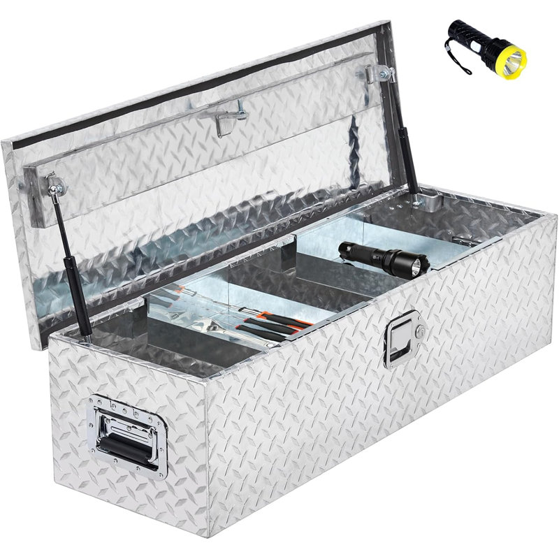 Boîte à outils pour camion en aluminium robuste avec tablette coulissante